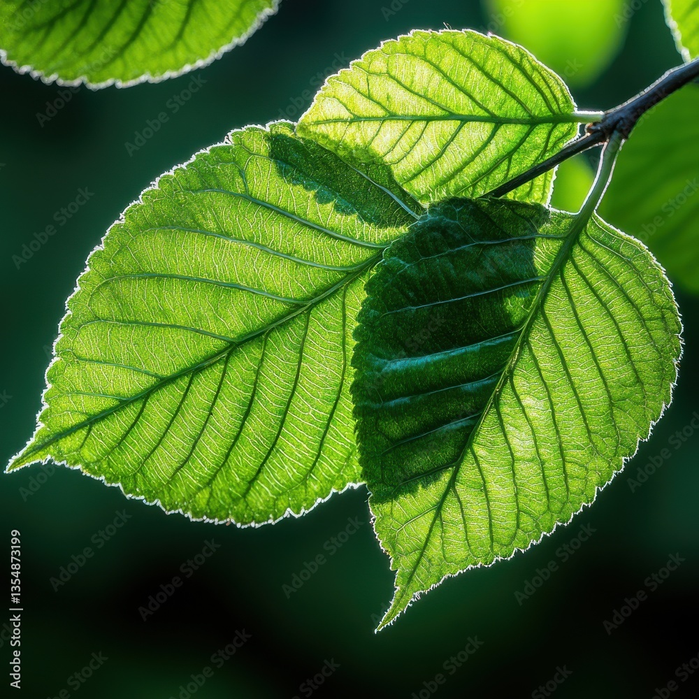 Poster A leaf is shown in a green color with a light shining on it