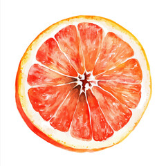 Grapefruit Slice, watercolor vector, isolated on a white background.