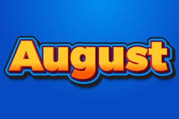 August month name text effect