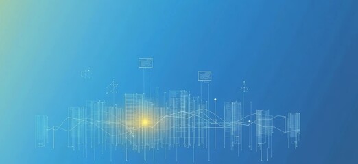 Naklejka premium Abstract Cityscape Futuristic Smart City Digital Network