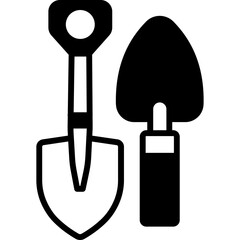 Gardening tools vector icon in glyph style