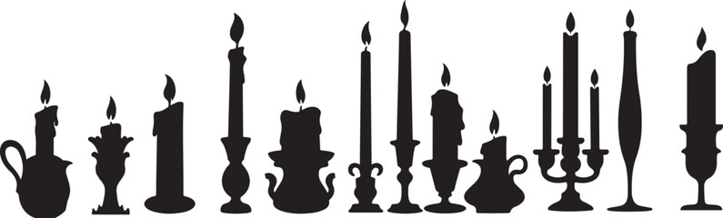 Candles silhouettes . vector icon of Candle