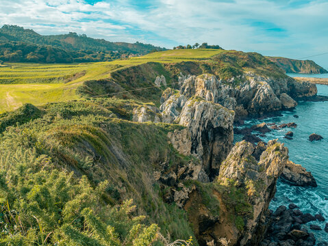 view of the coast of the sea, Cantabria Spain