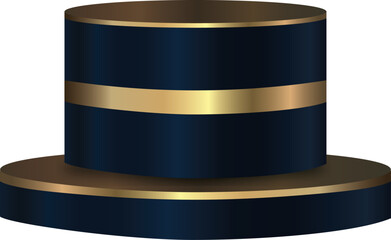 Elegant Navy Blue and Gold Cylinder Podium