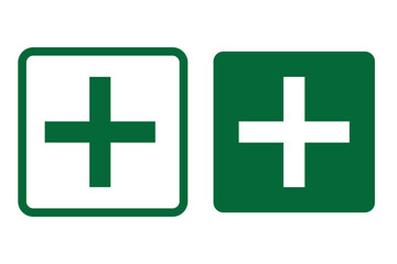 Obraz premium Fist aid vector icon on white background. Emergency symbol. Ambulance green sign.