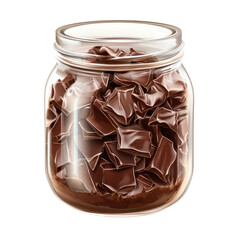  glass jar with red and white heart shaped gummy candies on transparent background