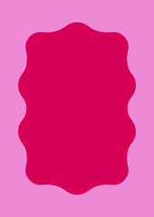 Rectangular Wavy Scalloped Frame with Pink Background