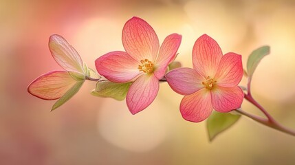 Obraz premium Close up photograph shows beautiful pink flowers on a branch
