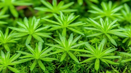 Lush green plants growing in a natural forest environment