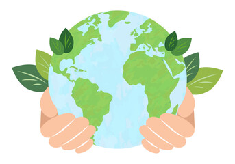 地球を持つ手のイラスト
