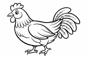 coloring page line art the chicken black vector