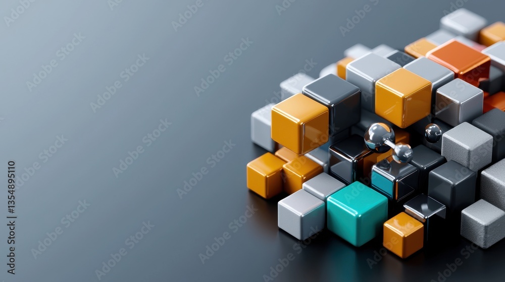 Aufkleber a stack of colorful cubes on a black background