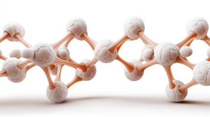 A white background with a long line of white spheres