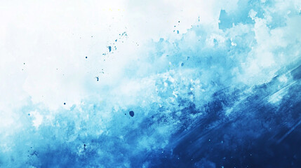 Obraz premium 2d painting blue water color effect on white light blue wet canvas paper low contrast watercolor effect, alpha layer fluid drops illustration sky adjustment layer scratched grunge old effect filter
