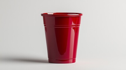 A red party cup isolated against a solid white background, symbolizing celebration, social gatherings, and fun occasions.
