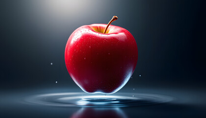 Red Apple Floating on Water: A Stunning Still Life Photography