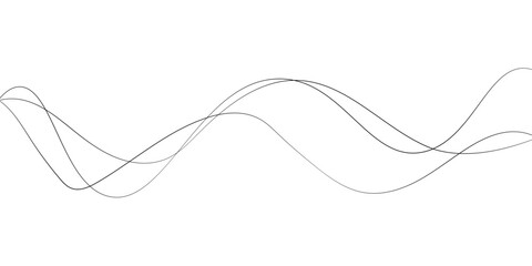Thin wavy line abstract background. Abstract black lines wave curve motion on white background. Vector Illustration.