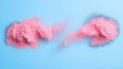 Fototapeta premium Pink Powder Clouds Creating Visuals Across Blue Backgrounds