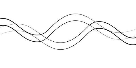 Thin wavy line abstract background. Abstract black lines wave curve motion on white background. Vector Illustration.
