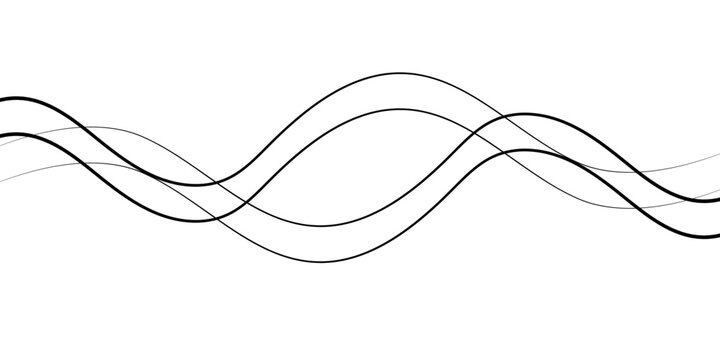 Thin wavy line abstract background. Abstract black lines wave curve motion on white background. Vector Illustration.