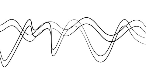 Thin wavy line abstract background. Abstract black lines wave curve motion on white background. Vector Illustration.