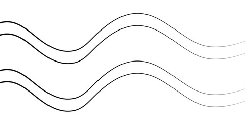 Thin wavy line abstract background. Abstract black lines wave curve motion on white background. Vector Illustration.