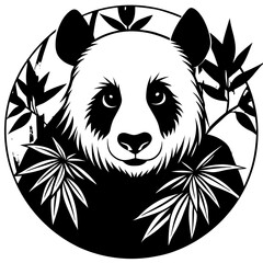 Mystical Panda Silhouette with Bamboo Texture and Serene Ambiance