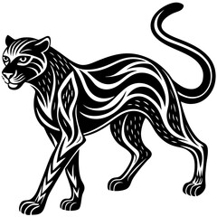 Swift Cheetah Silhouette with Sleek, Agile Lines and Dynamic Speed