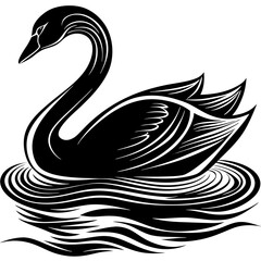 Naklejka premium Graceful Swan Silhouette with Elegant Flowing Lines