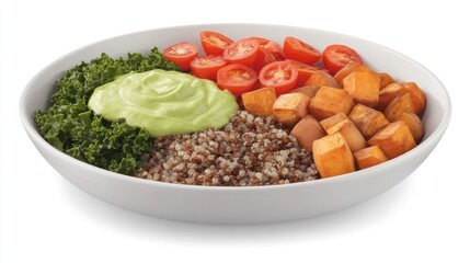 Delicious healthy food bowl filled with vegetables and grains