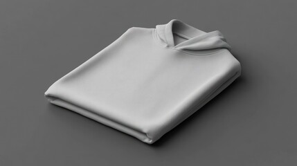 A neatly folded white hoodie laying on a gray surface