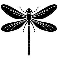 damselfly black silhouette vector, Simple silhouette Design vector icon with white background.