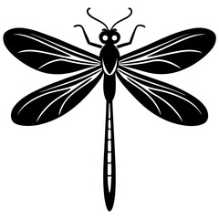 damselfly black silhouette vector, Simple silhouette Design vector icon with white background.