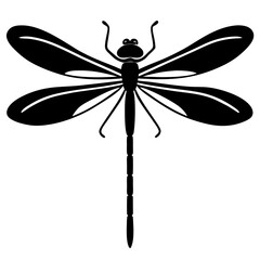 damselfly black silhouette vector, Simple silhouette Design vector icon with white background.