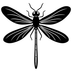 damselfly black silhouette vector, Simple silhouette Design vector icon with white background.