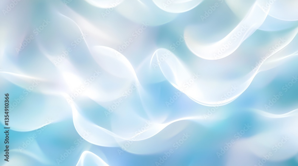Poster abstract waves of blue and white blend together to create a serene and calming visual experience in 