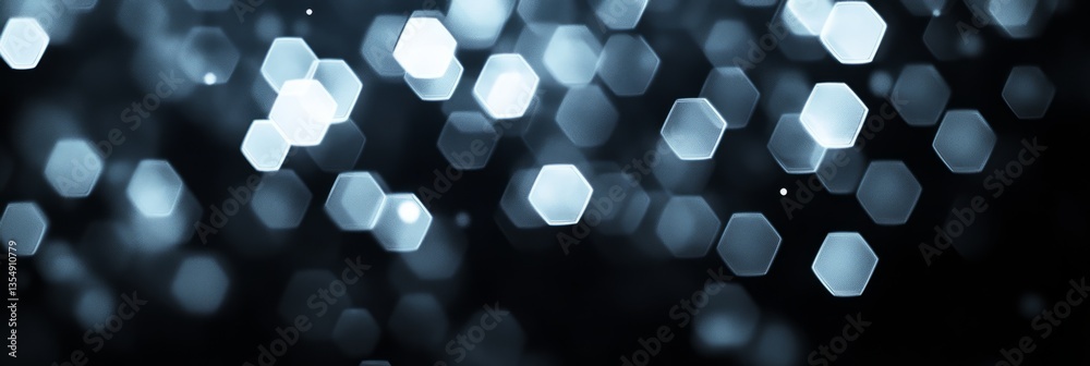 Poster abstract hexagonal shapes create a mesmerizing background with a shimmering effect in tranquil blue 