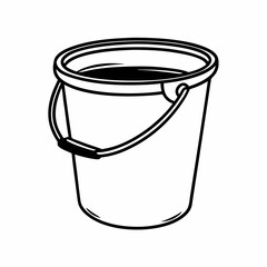 a line art vector illustration of black and white bucket icon in white backgrourd
