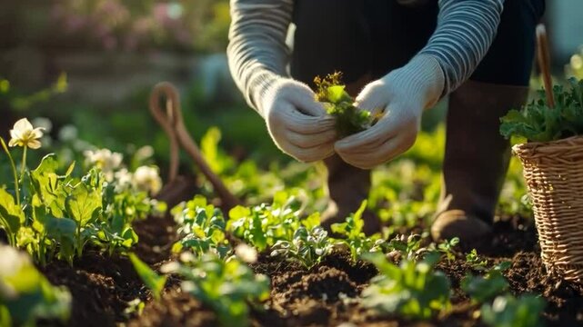 Gardening tips for beginners: woman gardening, vegetable garden, organic gardening, planting, weeding, garden care