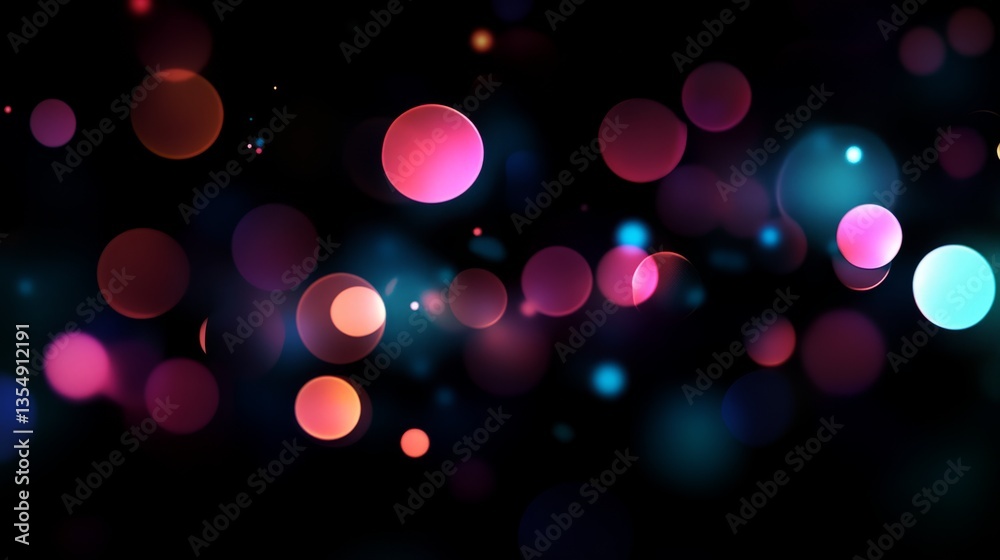 Poster abstract display of colorful light orbs creating a vibrant and enchanting background effect