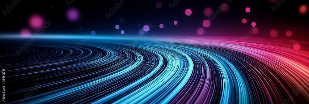 Poster colorful abstract background with flowing lines and glowing elements creating a dynamic visual exper