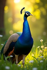 A beautiful peacock displaying its vibrant image