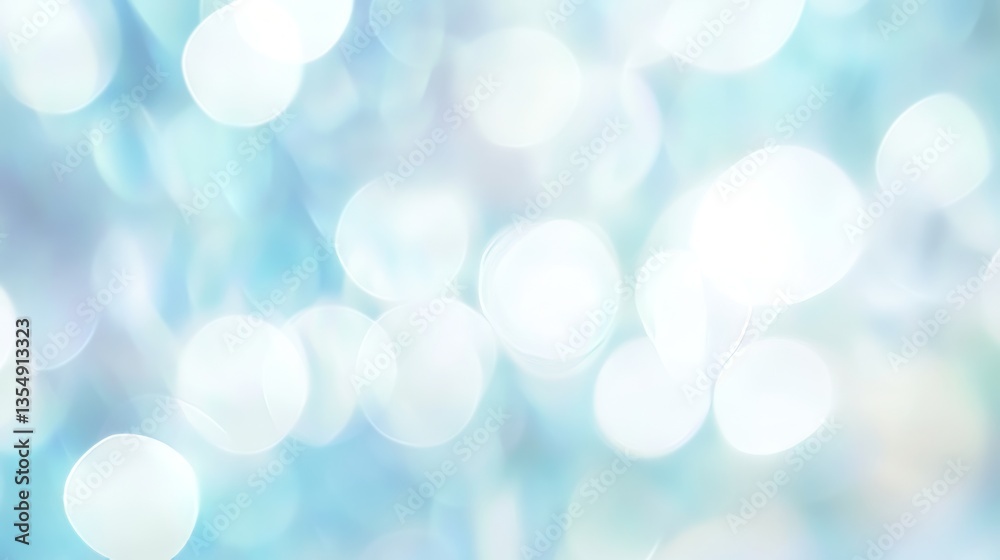 Poster soft blue and white abstract bokeh pattern with a calming and tranquil atmosphere in a blurred backg