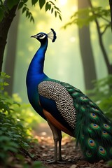 A beautiful peacock displaying its vibrant image