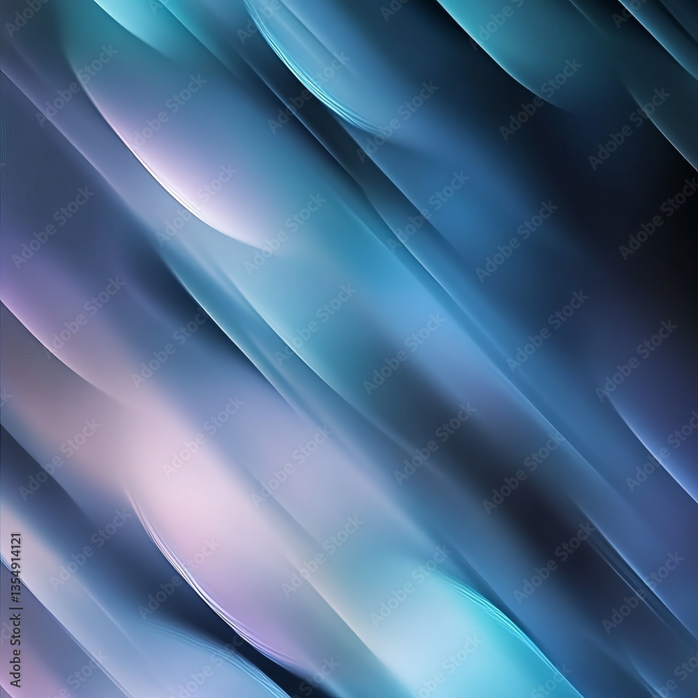 Poster abstract composition with flowing textures and soft colors creating a serene atmosphere in blue and 
