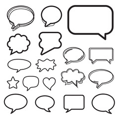 Fototapeta premium Set of speech bubble shape vector silhouette on white background