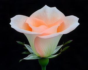 Peach Rose Bloom for Dark Background. (1)