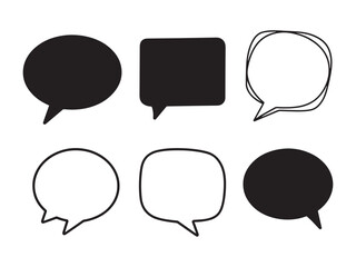 Comic style speech bubble icon shape silhouette vector on white background