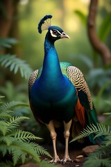 A beautiful peacock displaying its vibrant image