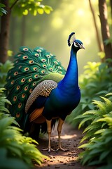 A beautiful peacock displaying its vibrant image